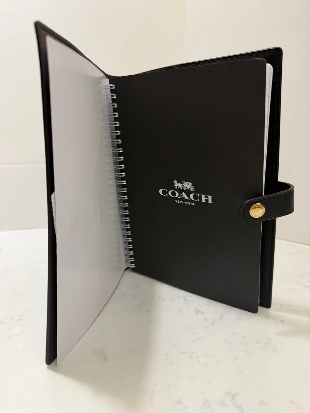 Coach Brown Leather Notebook with Embossed Logo